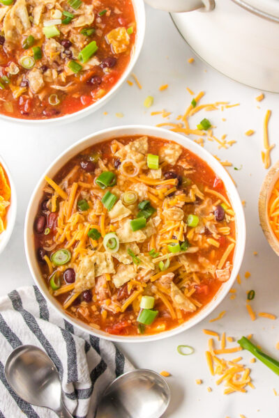 bowl of slow cooker tortilla soup