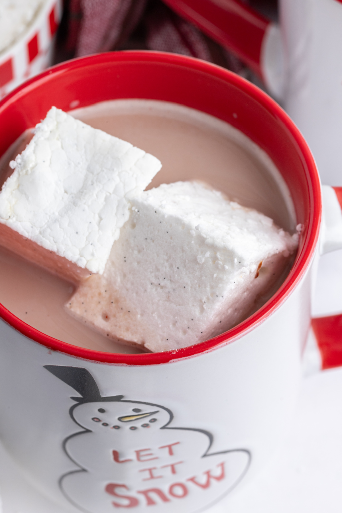 homemade marshmallows in a mug of hot chocolate