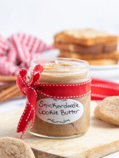 snickerdoodle cookie butter in a jar