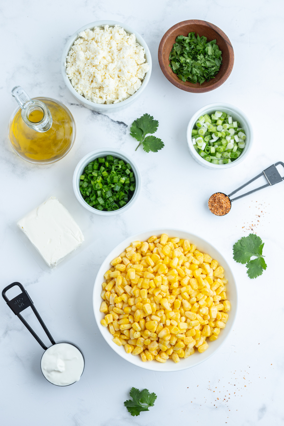 ingredients displayed for making baked elote dip