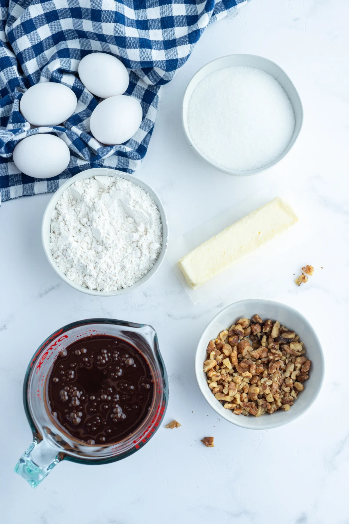 ingredients displayed for making easy country brownies