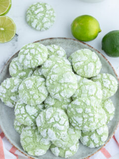 platter of lime crackle cookies stacked