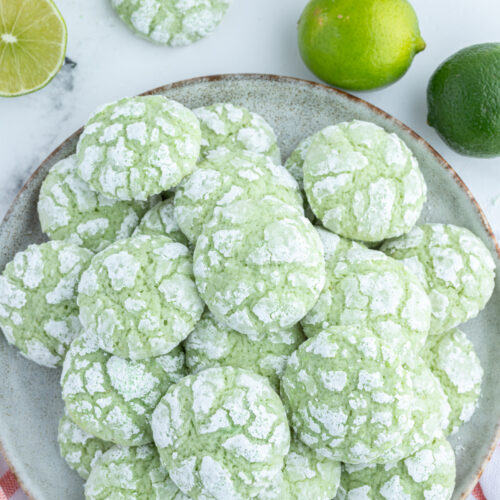 platter of lime crackle cookies stacked