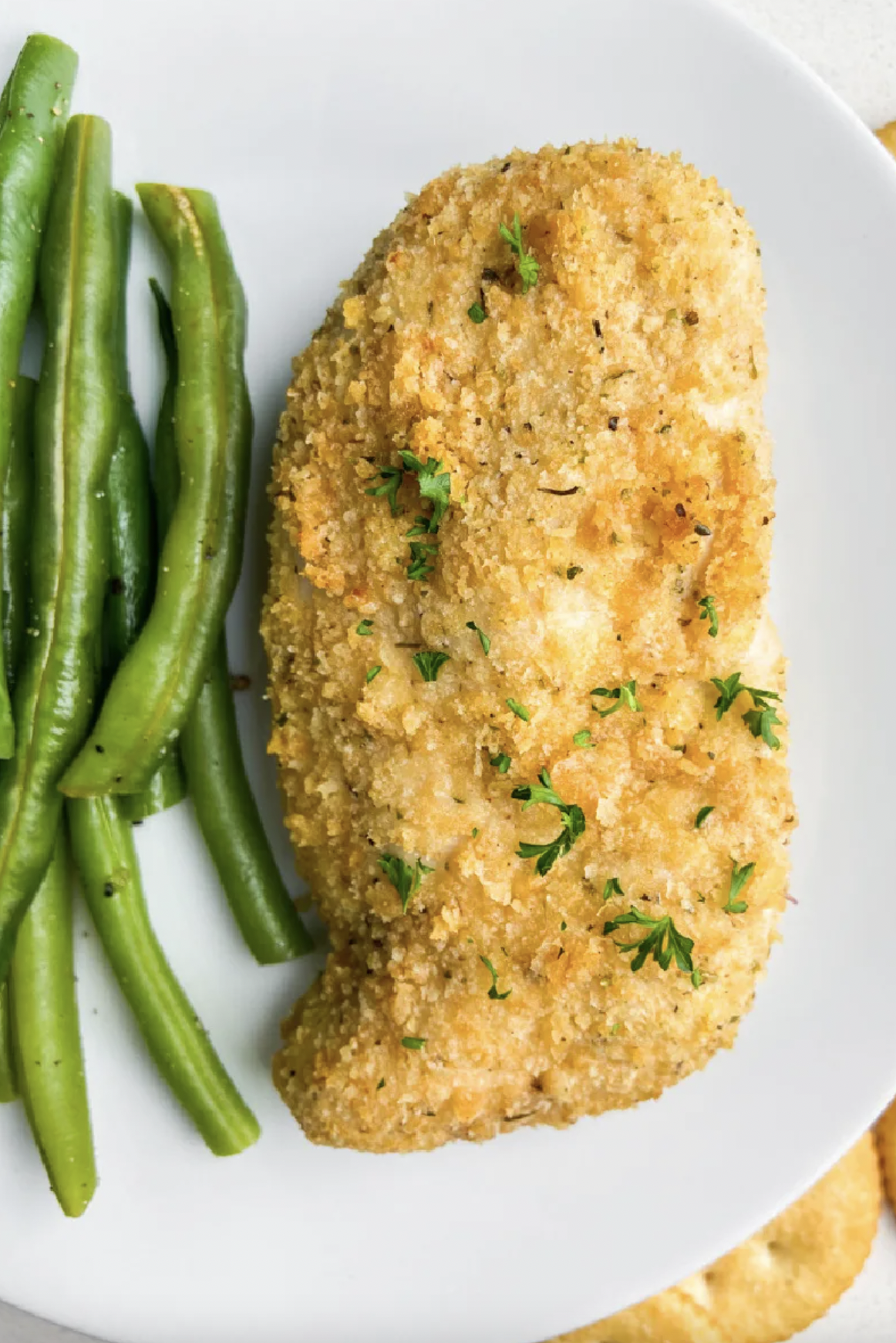 Ritz Cracker Chicken with green beans