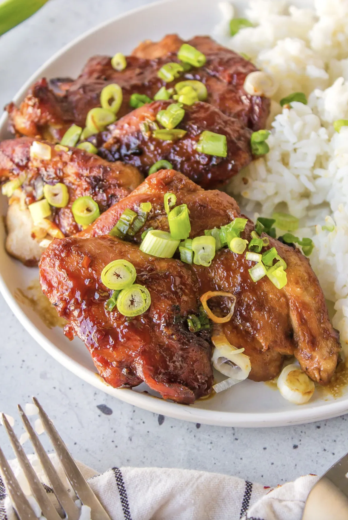 Hawaiian Teriyaki Chicken in bowl over rice