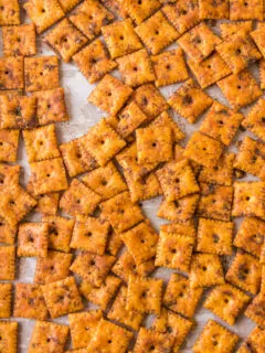 crack crackers on baking sheet