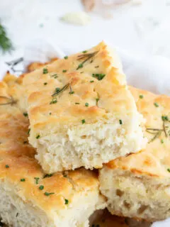 rosemary garlic butter bath biscuits stacked