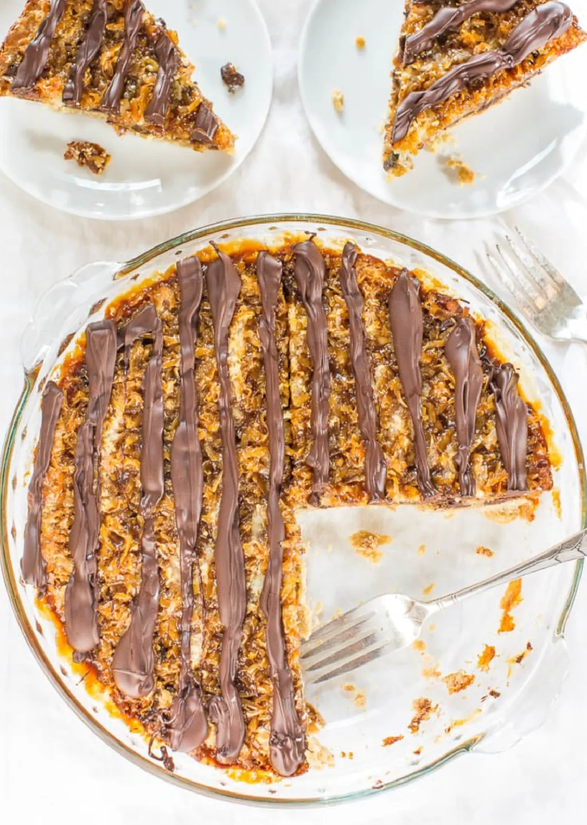 samoas cookie pie with big slice taken out