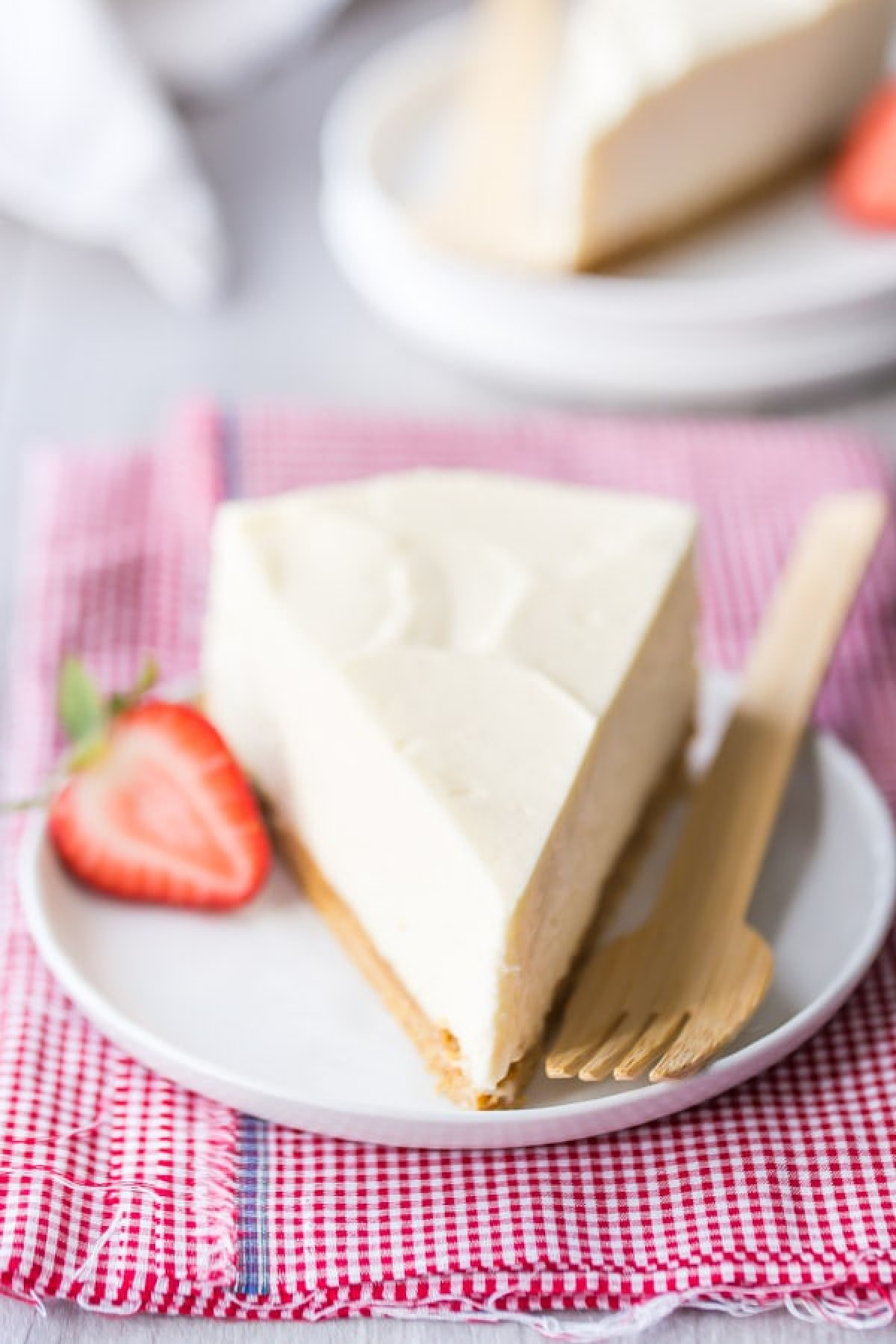 slice of no bake cheesecake on plate