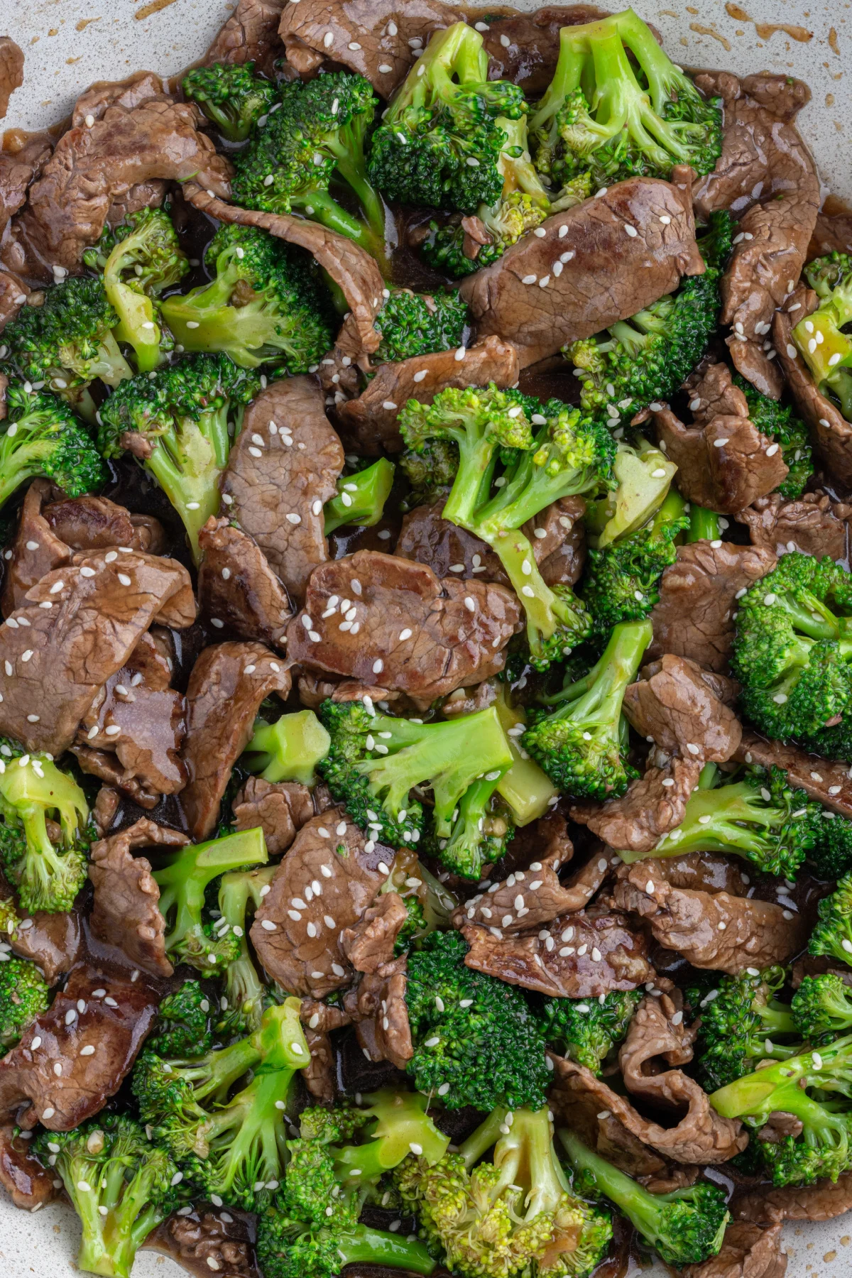 close up beef and broccoli stir fry