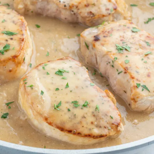 ranch pork chops in a skillet