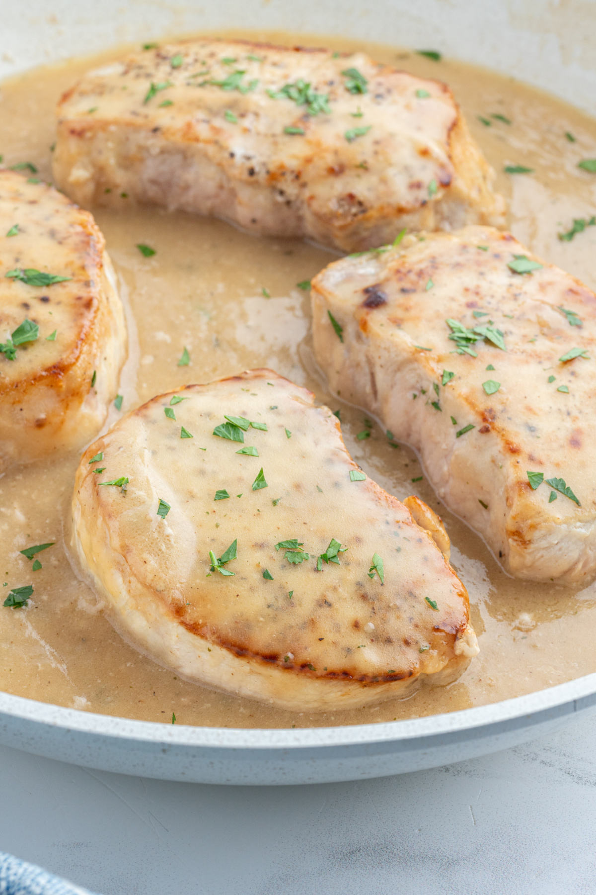 ranch pork chops in a skillet