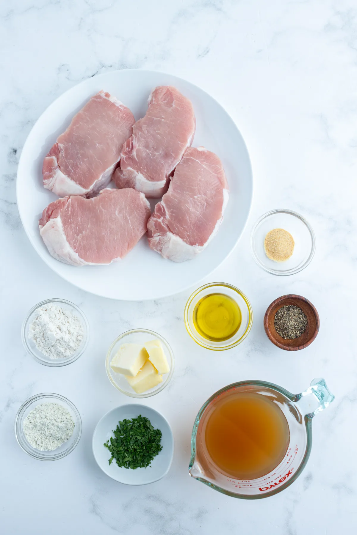 ingredients displayed for making ranch pork chops