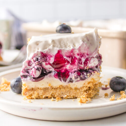 blueberry cream cheese square on a plate