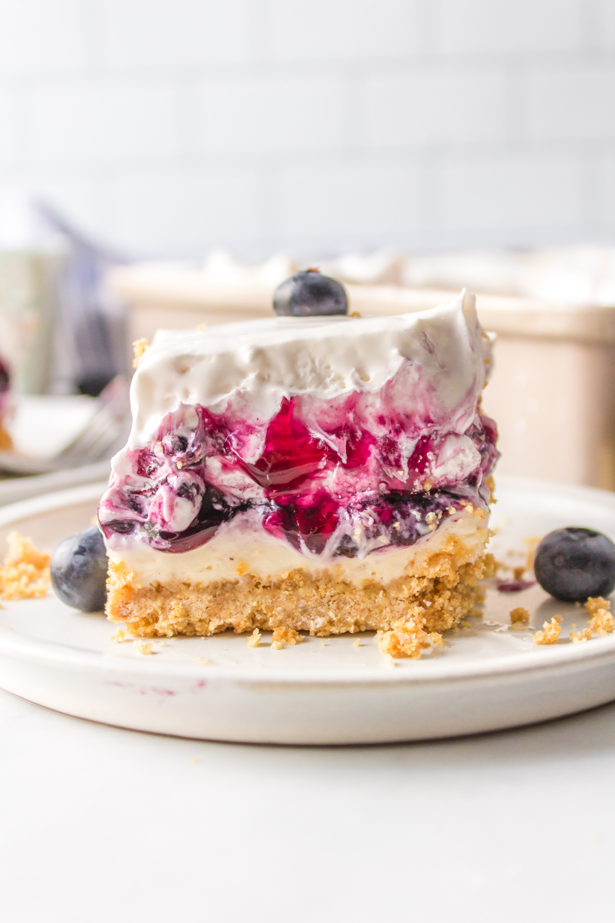 blueberry cream cheese square on a plate