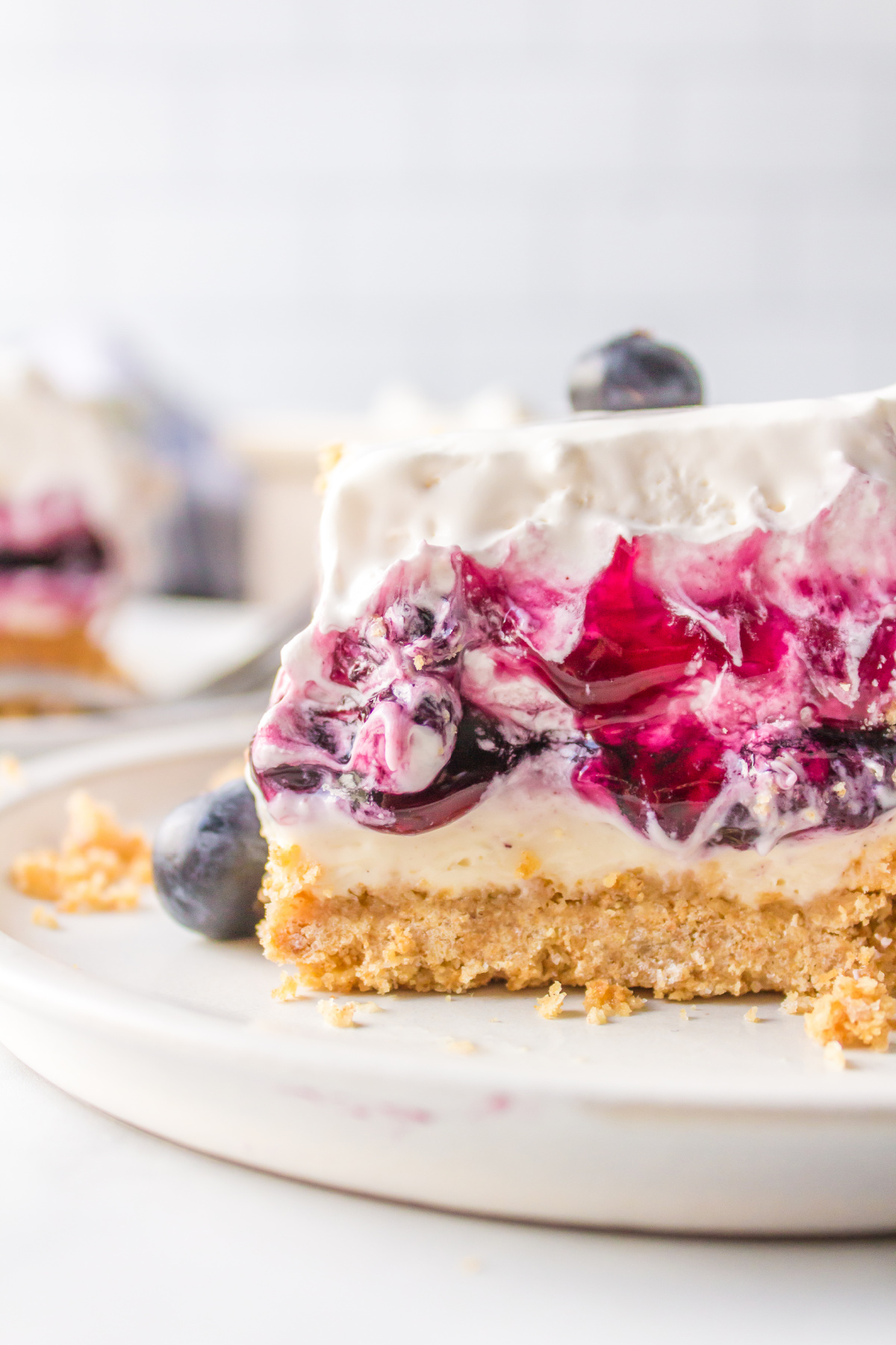 close up of blueberry cream cheese square