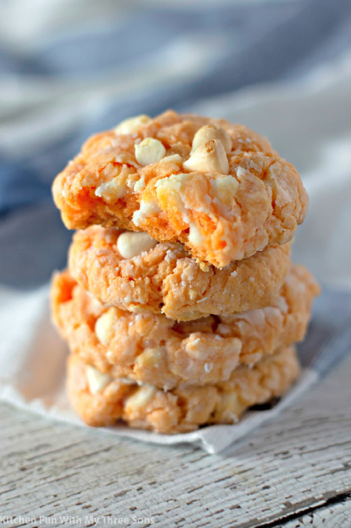 stack of creamsicle orange cake mix cookies