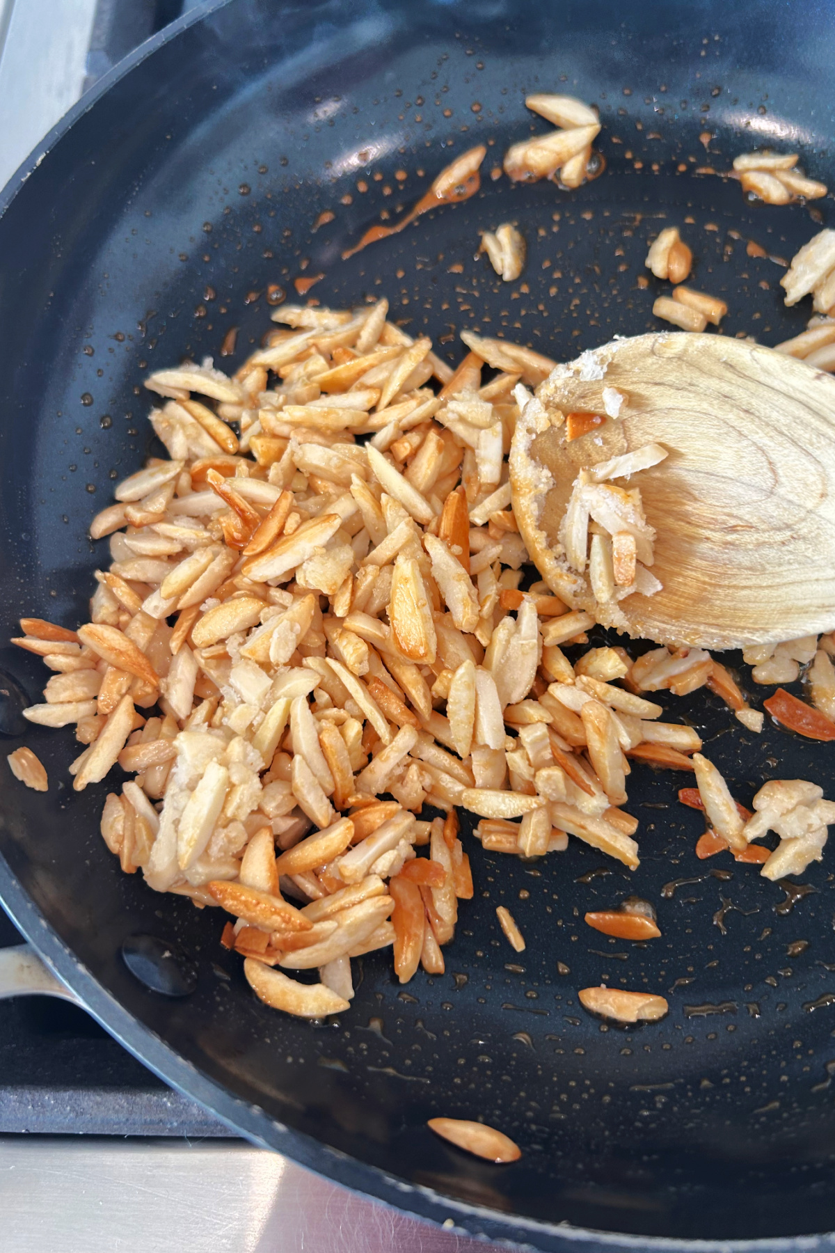 sugared almonds in pan