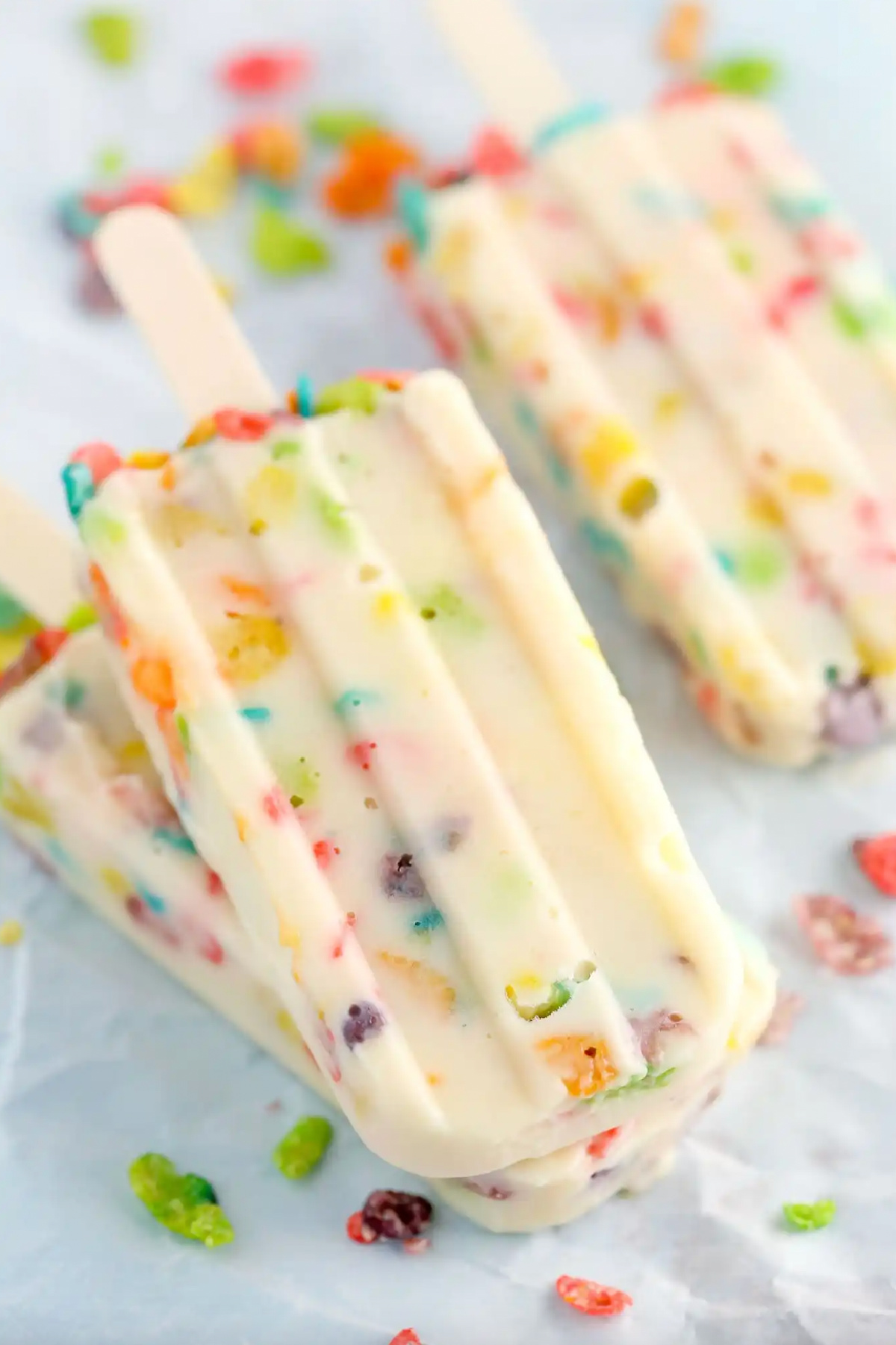 marshmallow fruity pebble pops on ice