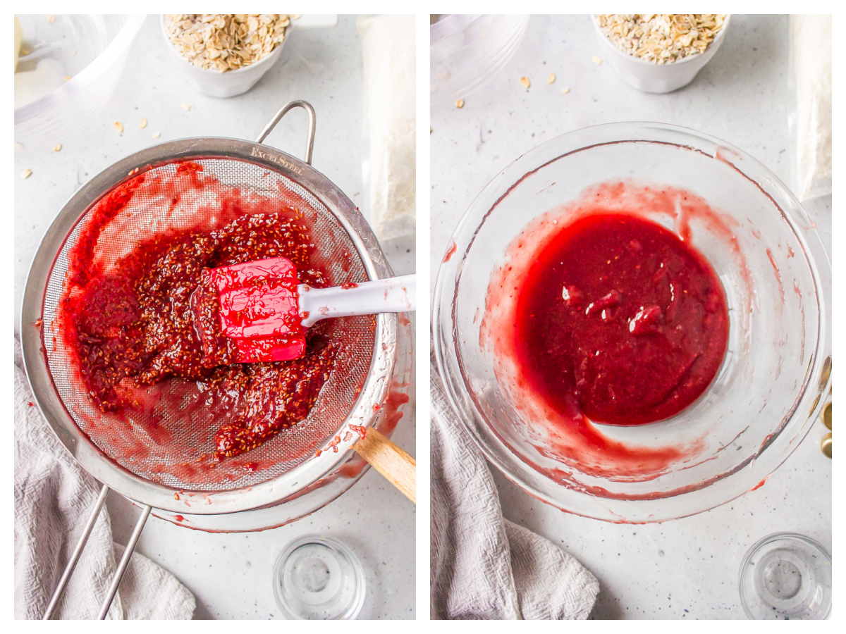 taking seeds out of raspberry jam