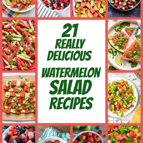 pinterest image for collage of watermelon salad recipes
