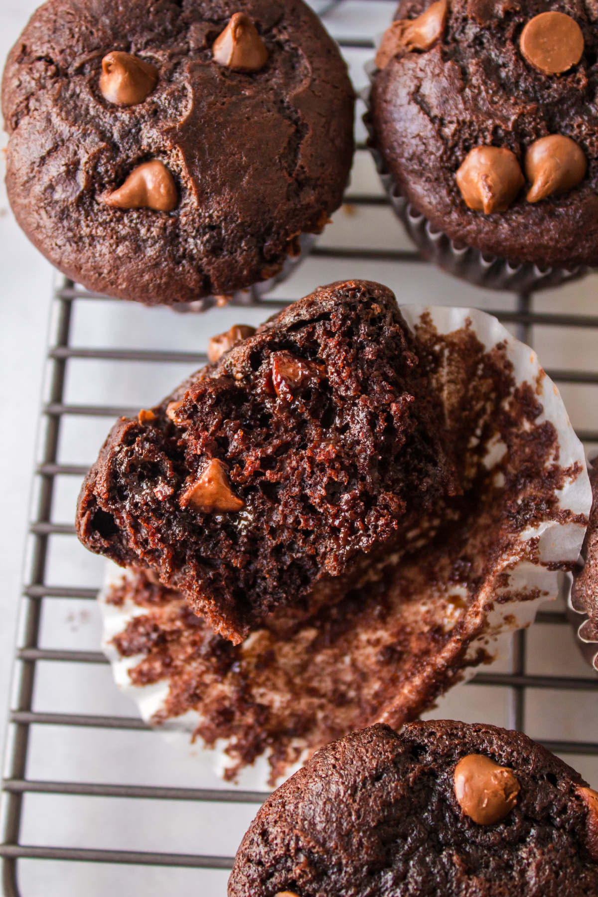 chocolate espresso muffin opened up