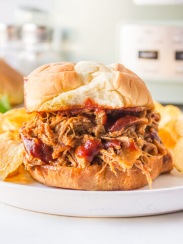 slow cooker texas pulled pork sandwich
