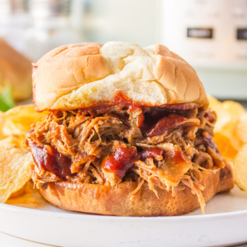slow cooker texas pulled pork sandwich