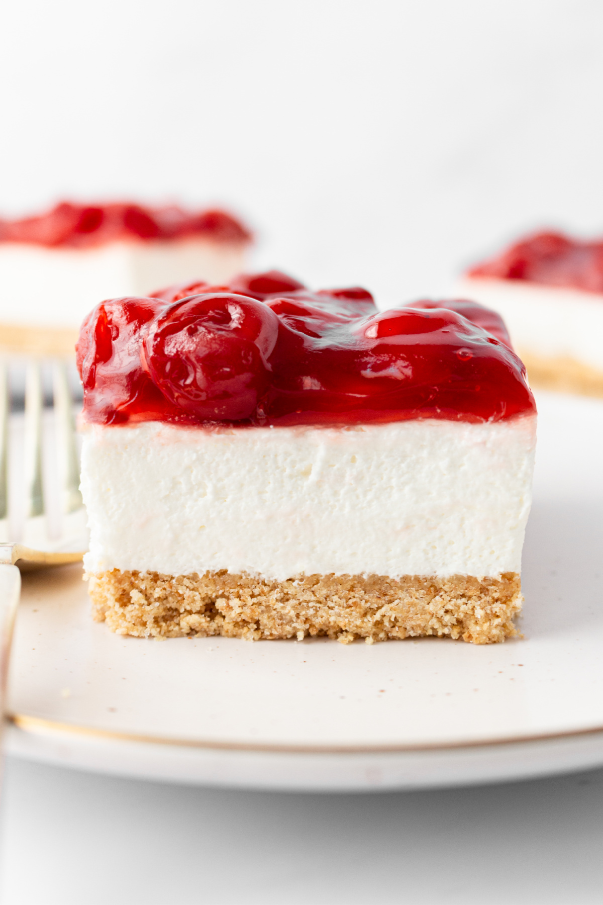 slice of old fashioned cherry delight recipe on plate