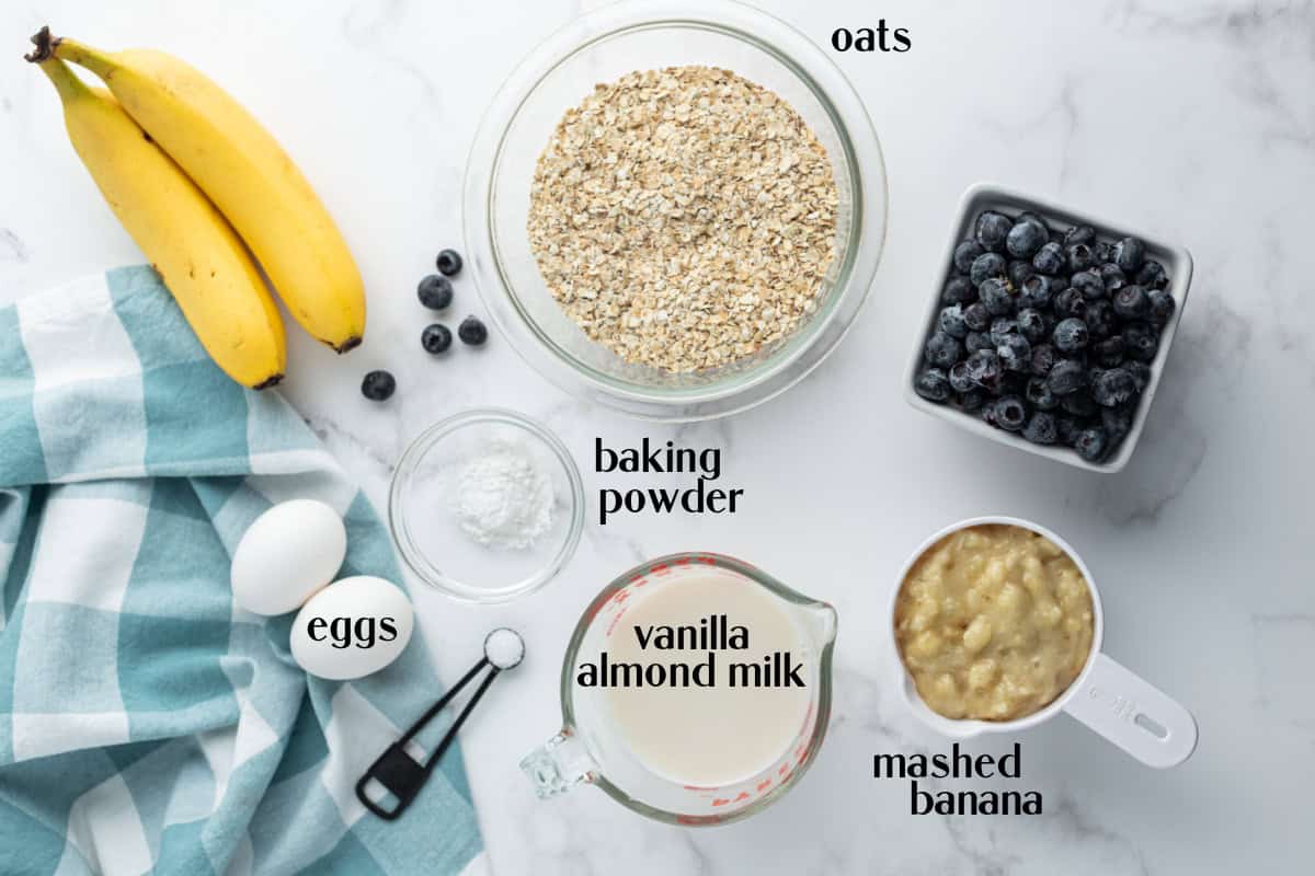 ingredients displayed for making oatmeal blender pancakes