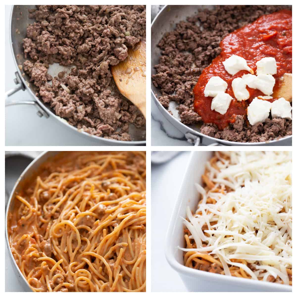 Baked Spaghetti Casserole recipe from RecipeBoy.com : baked pasta four photos of spaghetti casserole prep