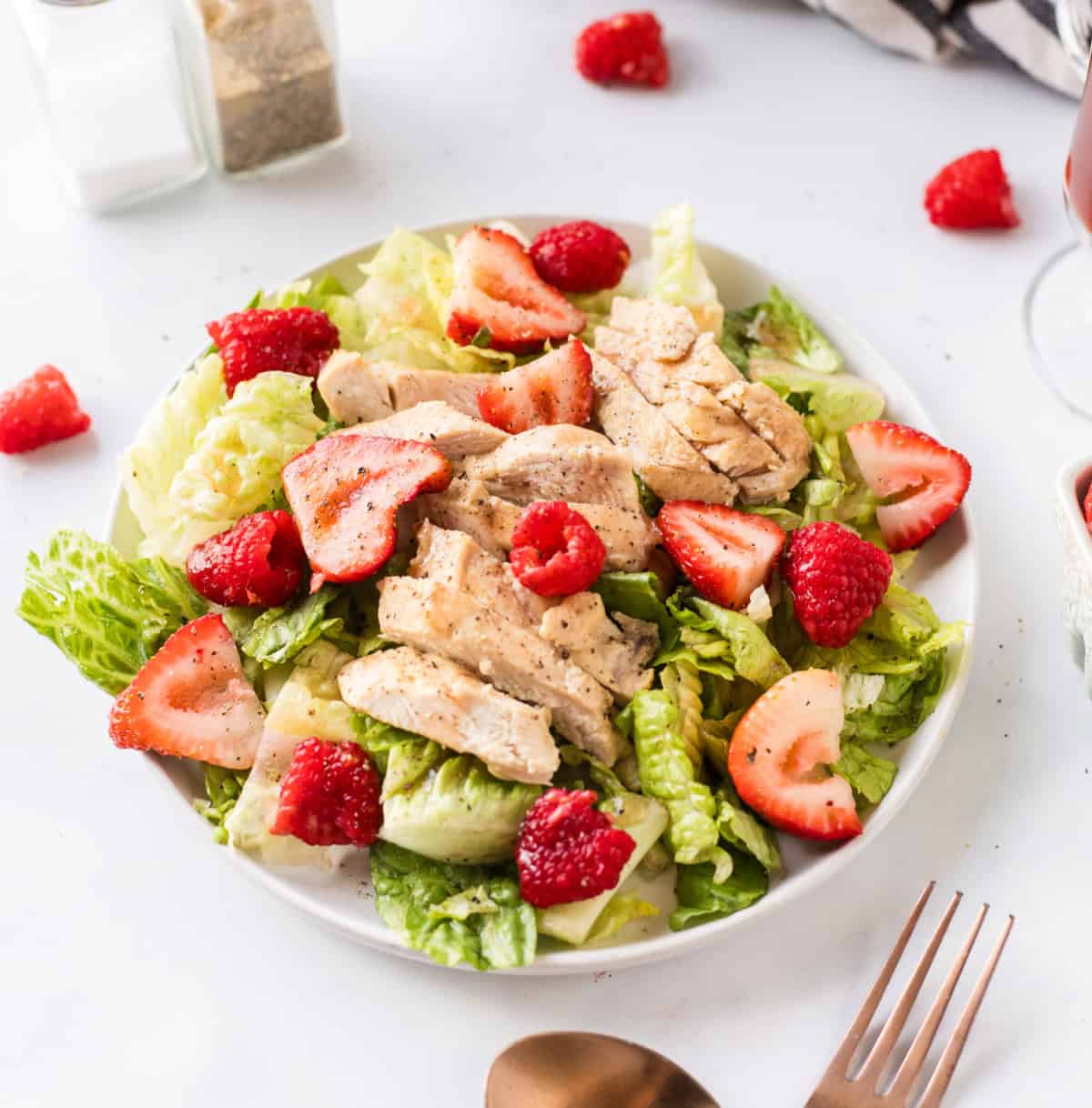 Berry Chicken Salad recipe from RecipeBoy.com berry chicken salad on a plate