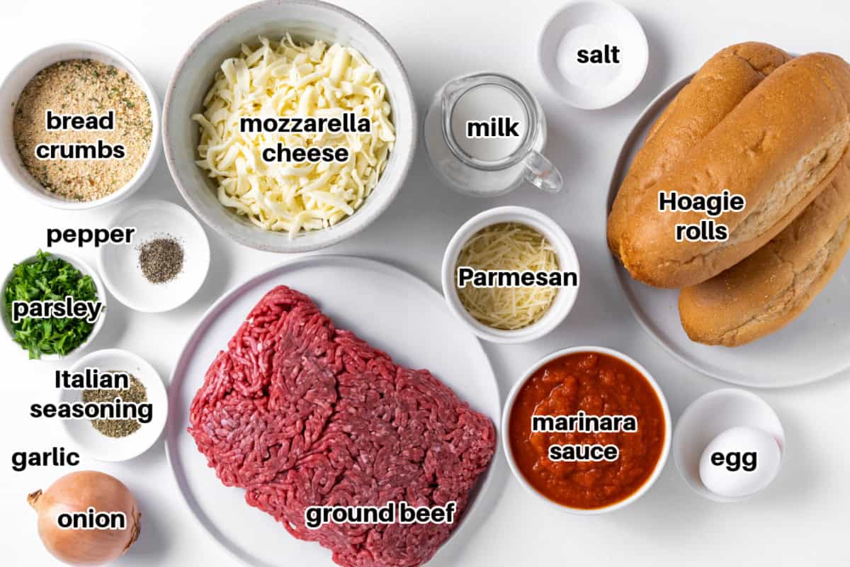 ingredients displayed for making meatball subs