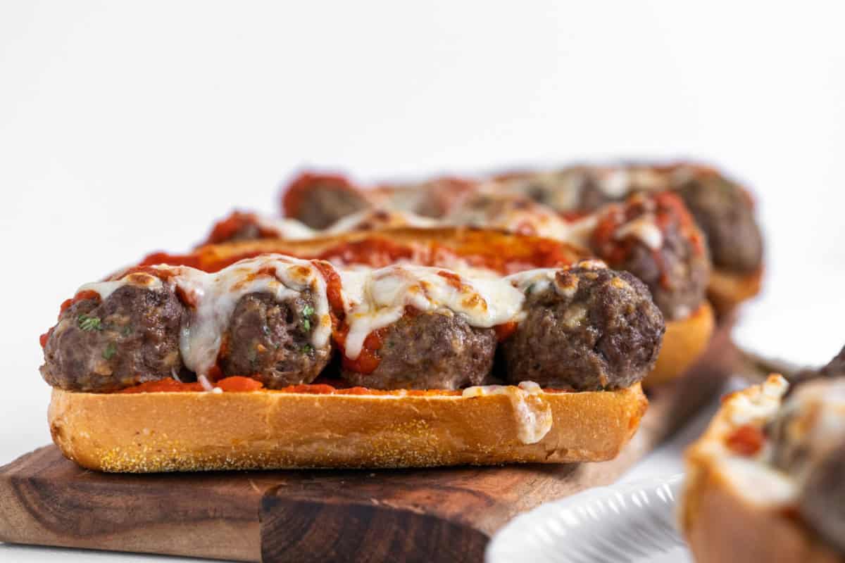 side view of meatball sub