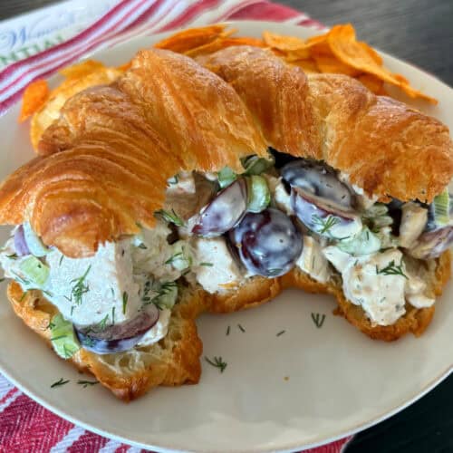 chicken salad sandwich on a plate