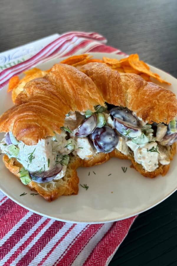 chicken salad sandwich on a plate