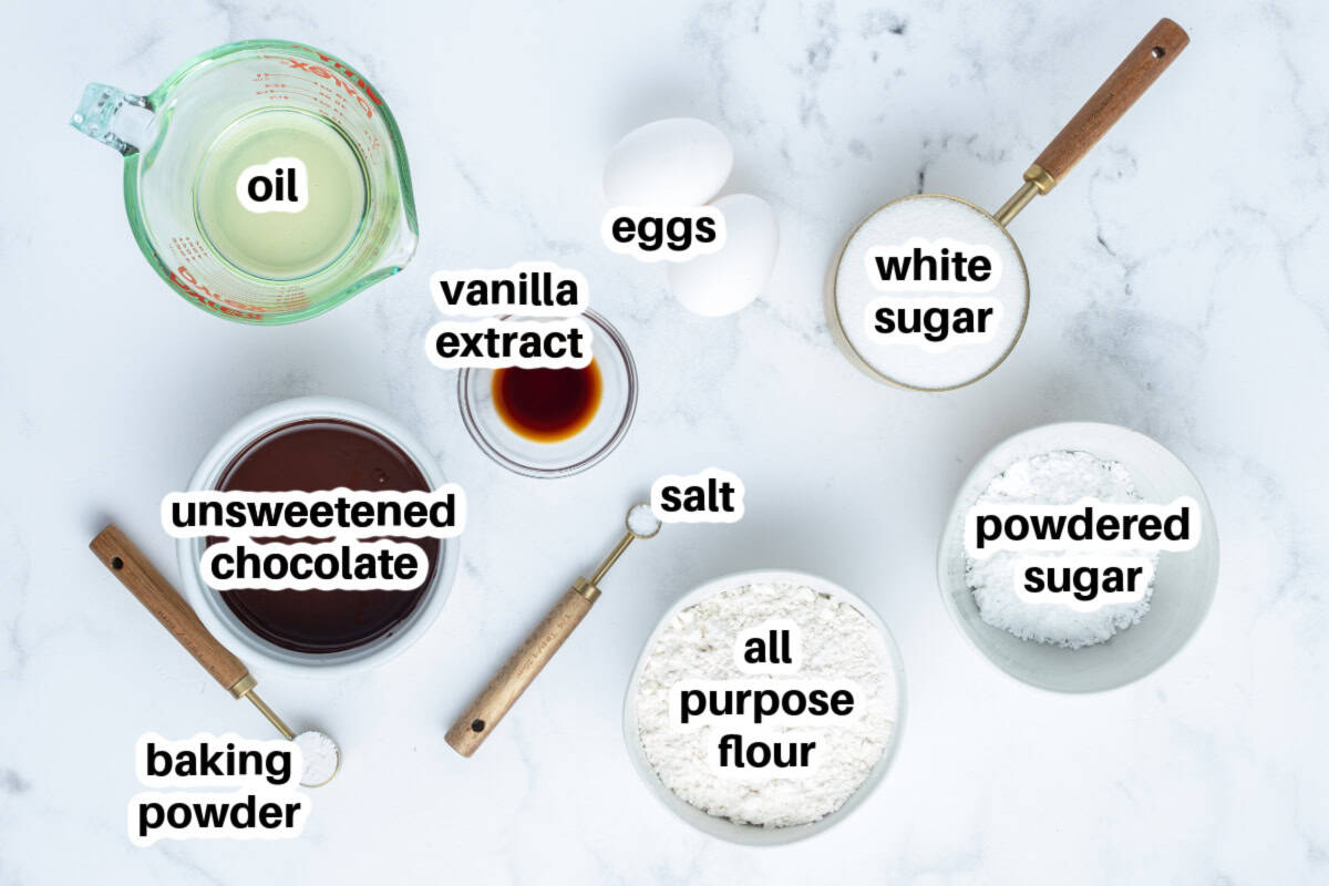 ingredients displayed for making chocolate crackles cookies