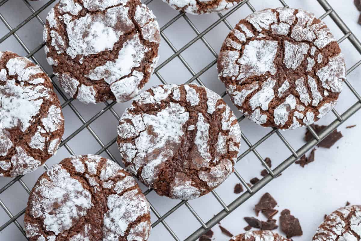 chocolate crackles on a cooling rack