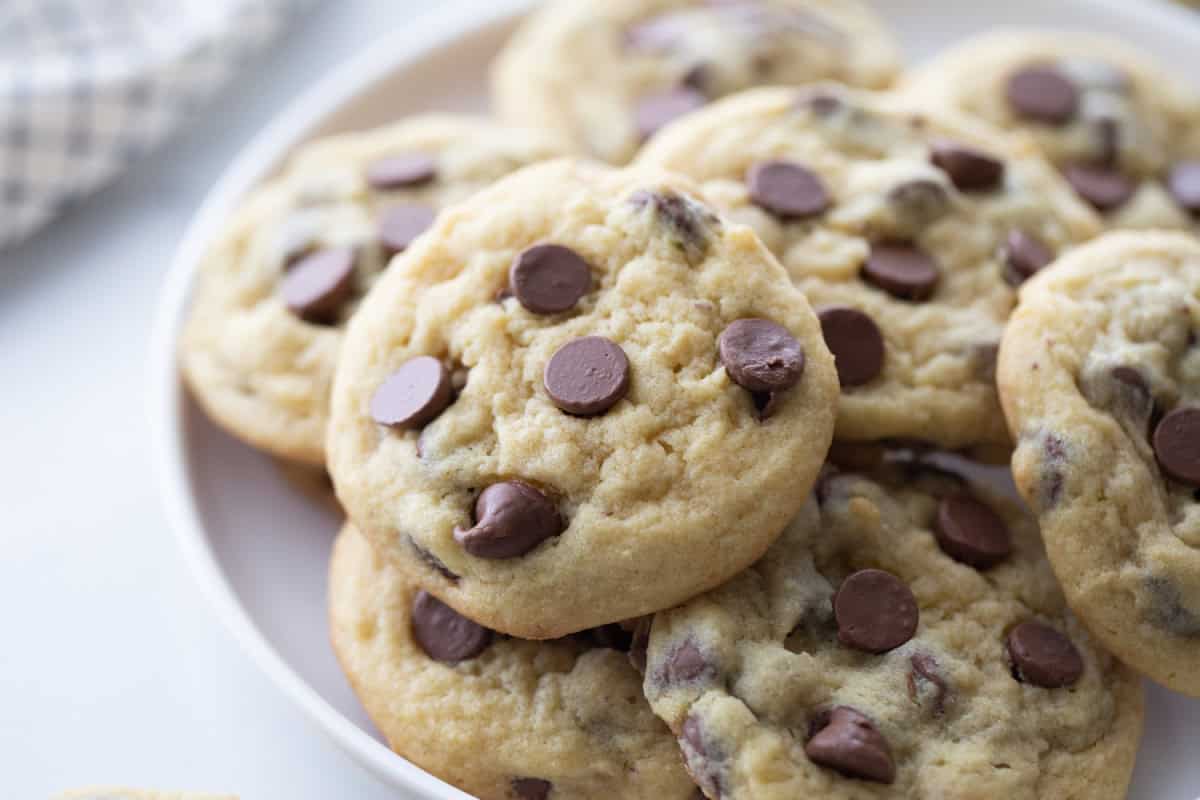 chocolate chip pudding cookies on a plate