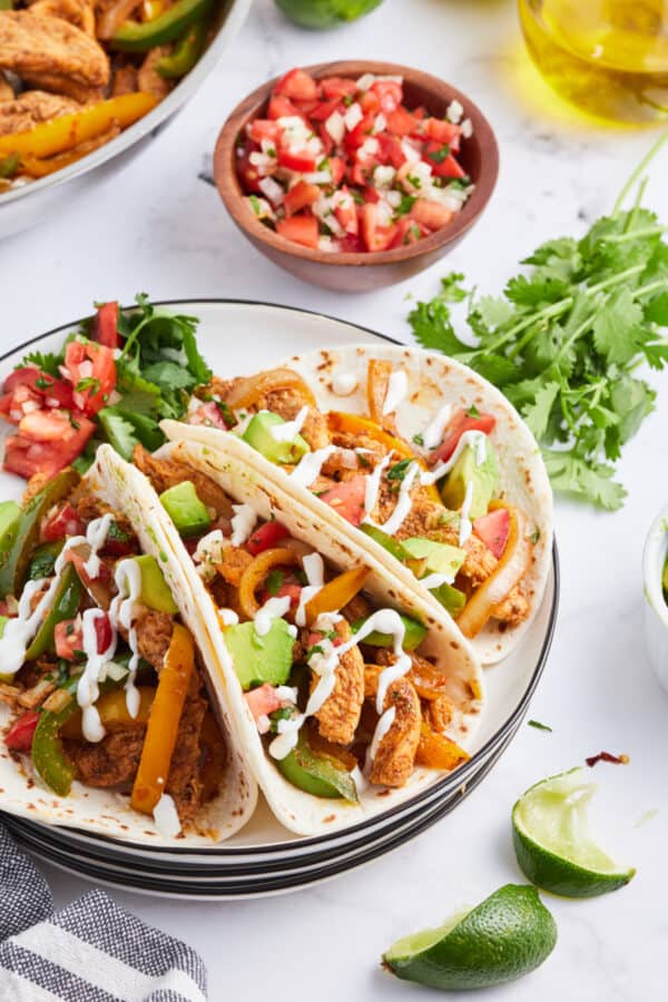 chicken fajitas made into tacos