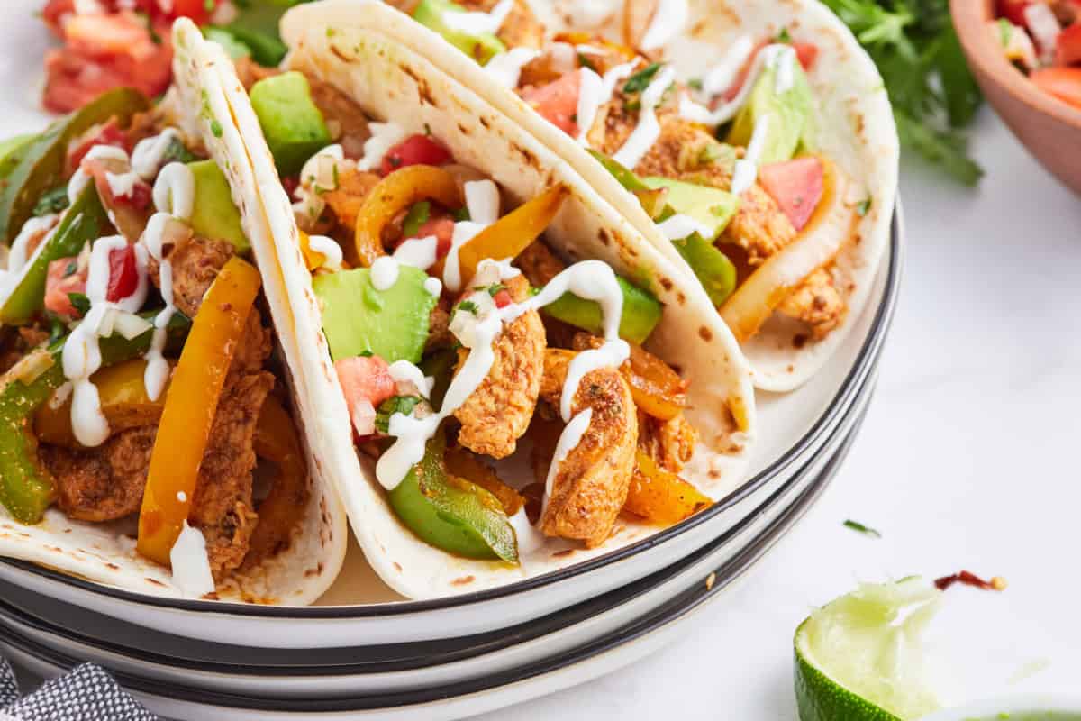 three chicken fajitas