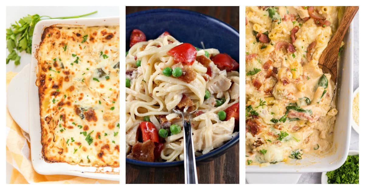 Need dinner ideas? These 52 best pasta recipes include creamy pastas, baked casseroles, chicken pasta, and classic favorites. photos of three chicken pasta recipes