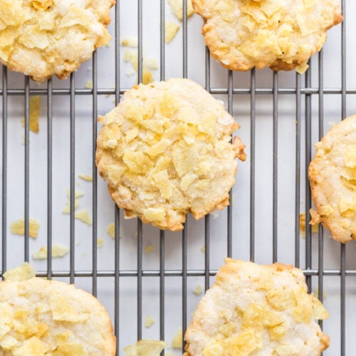 potato chips cookies on cooling rack