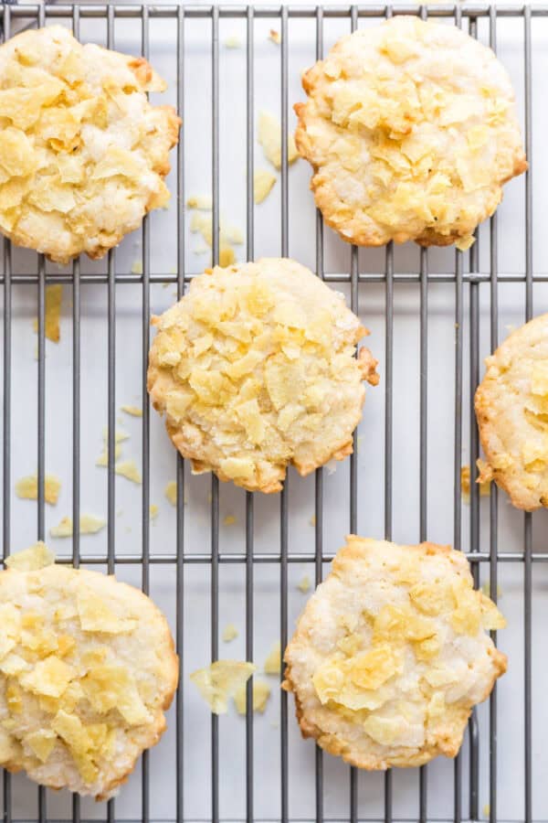 potato chips cookies on cooling rack